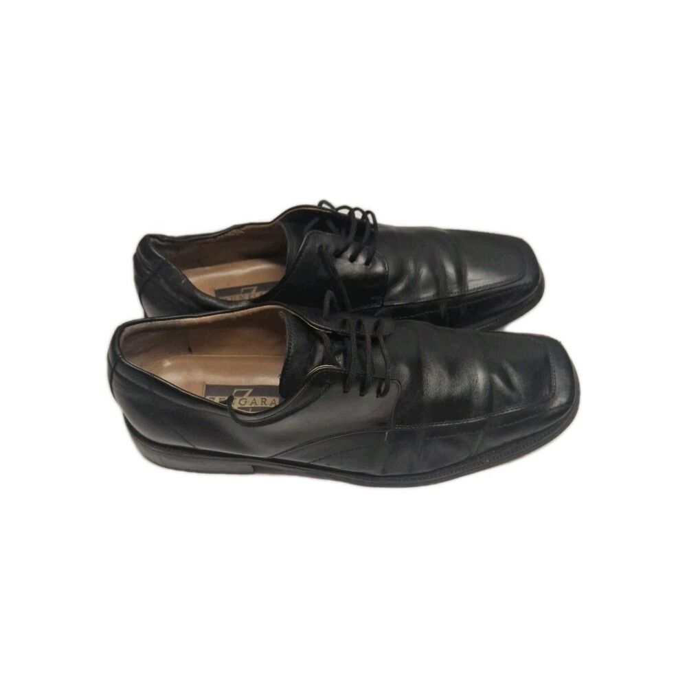 Zengara Black Men's Square Toe Dress Shoes 9.5 M Solid Leather